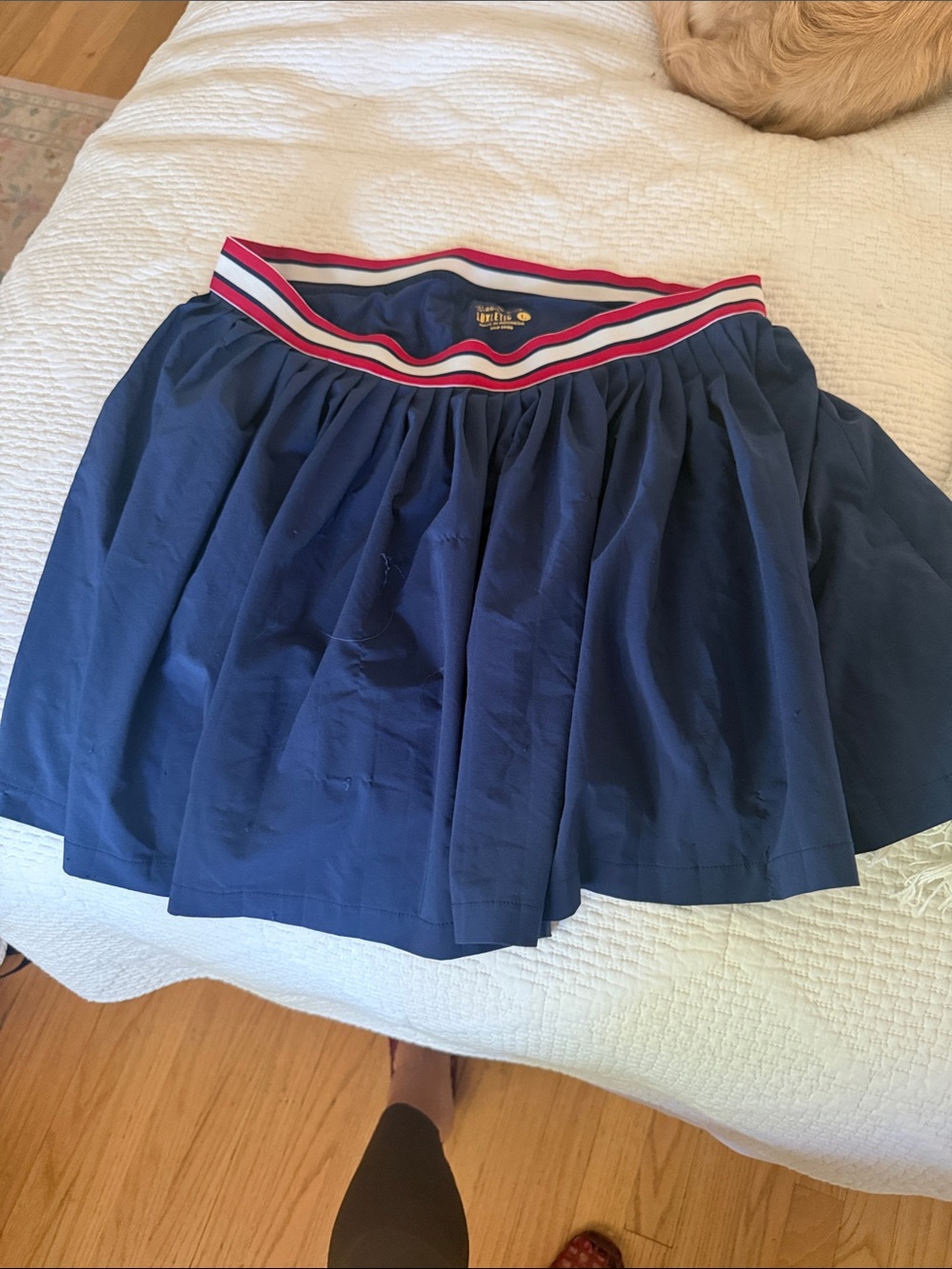 Lilly Pulitzer Navy Circle Skirt with Red & White Stripe Waistband